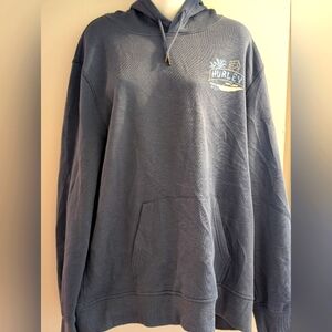 Hurley Charcoal Blue Hoodie with Logo. XL. Preloved